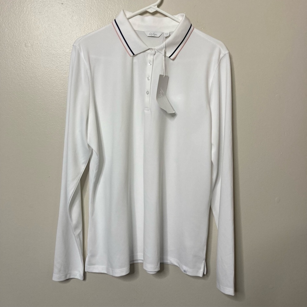 Lady Hagen White Long Sleeve Polo Shirt Womens Size XXL